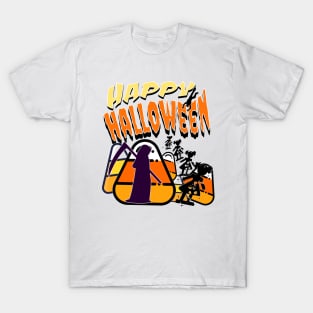 Grim Reaper in a Field of Candy Corn with Children T-Shirt